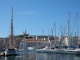 Marseille port and Notre-Dame de la Garde on the hill