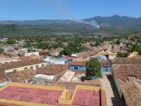 The roofline and countryside from the Bell Tower