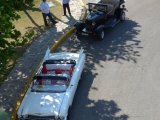 Classic cars from the hotel bar balcony