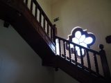 Tight stairs to the rooftop bar