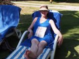 Denise relaxing in the garden