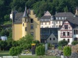 Traditional riverside properties along the Rhine