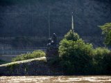 The Lorelei statue stands on the mole in St. Goarshausen
