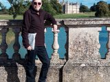Peter on the bridge, purchases in hand
